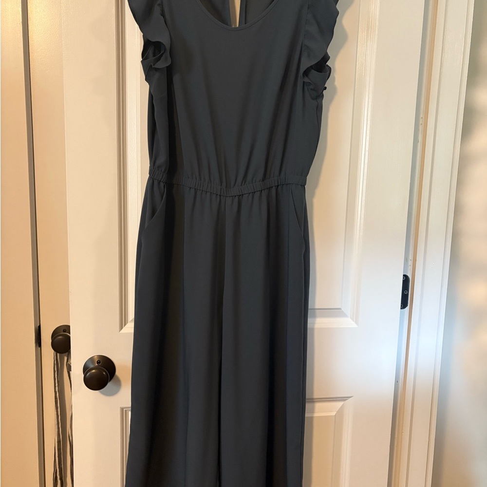LOFT Gray Sleeveless V-Neck Jumpsuit